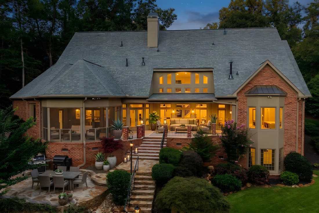 Rear elevation at dusk